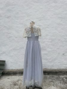 Elegant Lace Overlay Tulle Gown