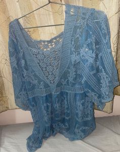 Bohemian Blue Lace Blouse