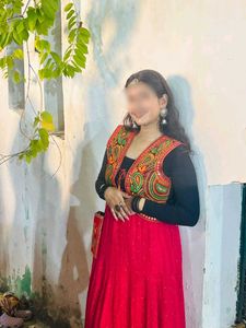 Vibrant Pink Embroidered Ethnic long Skirt