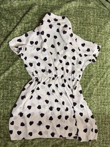 Cute Black &amp; White Heart Print Mini Dress | Soft S