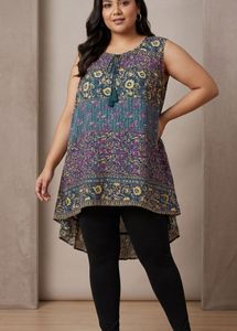 Boho Floral Print Sleeveless Tunic