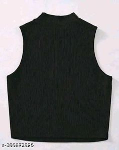 Sleek Black Sleeveless Mock Neck Top