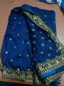 Stunning Blue Embroidered Saree