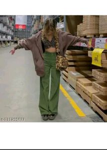 Stylish Green Wide Leg Pants