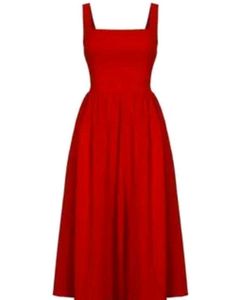 Ethnic Satin Red Midi Dress