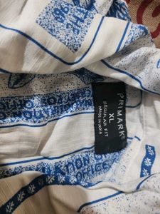 Men's White &amp; Blue Printed Shirt