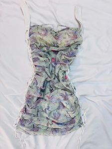 Floral Ruched Bodycon Dress