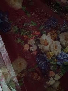 Floral Print Sheer Overlay vintage Dress