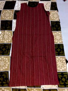 Maroon Striped Sleeveless Kurta