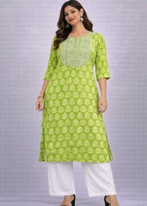 Elegant Green Printed Kurta Set