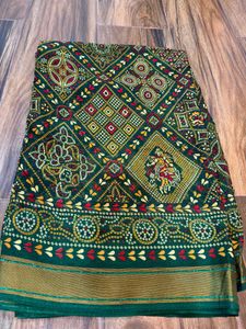 Green Bandhani Saree