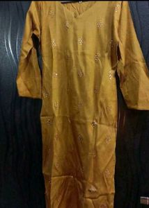 Elegant mustard Embroidered Kurta