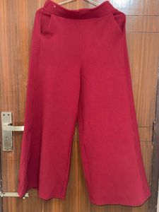 Maroon Wide-Leg Pants
