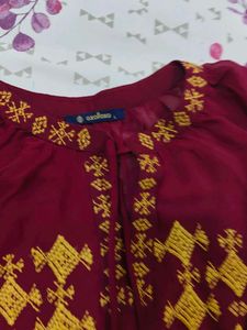 Maroon Kurta with Yellow Embroidery