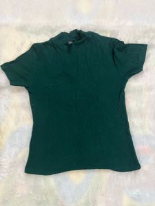 Ribbed Mock Neck T-Shirt