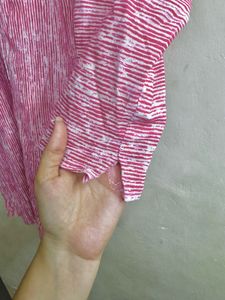 Pink Striped Cotton Kurta