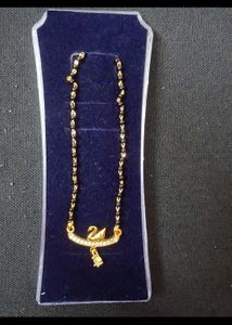 branded swan necklace gold imitation mangalsutra