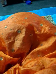 Embellished Orange Saree