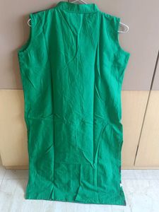 Cotton Green Floral Kurta with Attached Sleeves