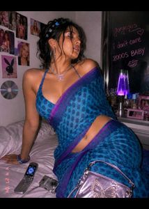 y2k style Georgette saree 🫐💙💠💋