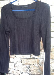 Black Square Neck Top.