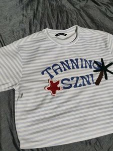 Striped Palm Tree Graphic T-Shirt