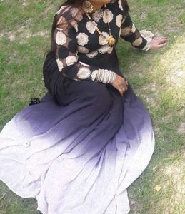 Elegant Black Lace Sleeve long gown
