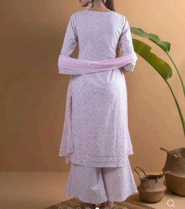 Elegant pink Printed Kurta with palazzos and dupat