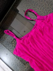 Offer Price Pink Anarkali Dress with Gold Trim