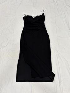 H&amp;M Black Strapless Midi Dress