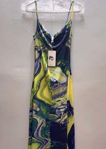 Abstract Print Spaghetti Strap Maxi Dress