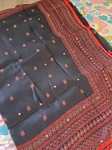 Elegant Black Embroidered Saree