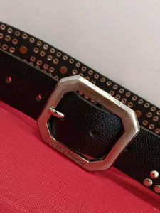 Being Human Studded Black Belt with Silver Buckle