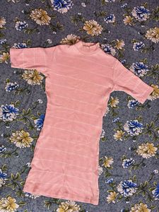 Pink Ribbed Bodycon Dress
