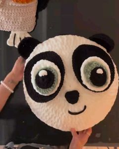 Handmade Crochet Panda Face Cushion 🐼