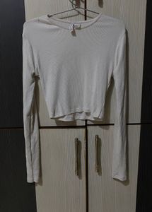 H&M Ribbed Long Sleeve Crop Top