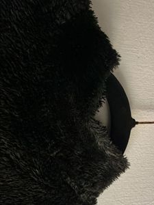 Cozy Black Faux Fur Mock Neck Top