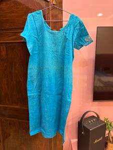 Beautiful Embroidered Blue Kurta with Chunni