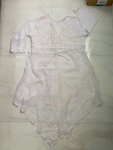 White Chikan-Gota Kurta