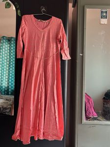 Peach Cotton Blend Kurta