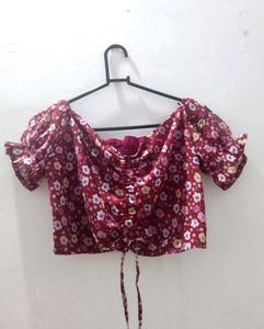 Floral Print Crop Top, Size - M