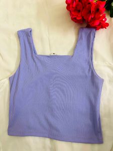 Lavender Ribbed Square Neck Tank Top
