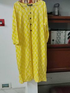 Bright Yellow Printed Kurta