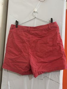 Coral Denim Button-Front Shorts