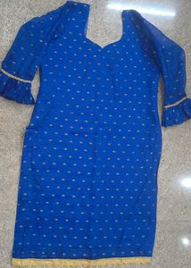 Vibrant Blue Kurta with Gold Motifs