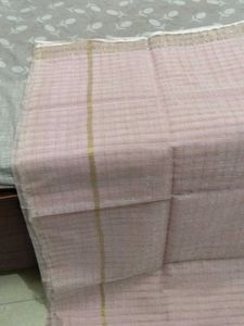 Elegant Pink Saree with Gold Stripes