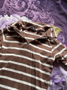 Striped Quarter Zip Collared Shirt