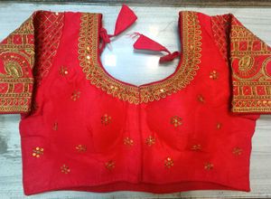 Red Embroidered Heavy Work Blouse