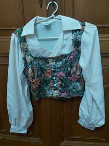 Floral Print Cropped Blouse