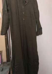 Olive Green Button-Up Kurta